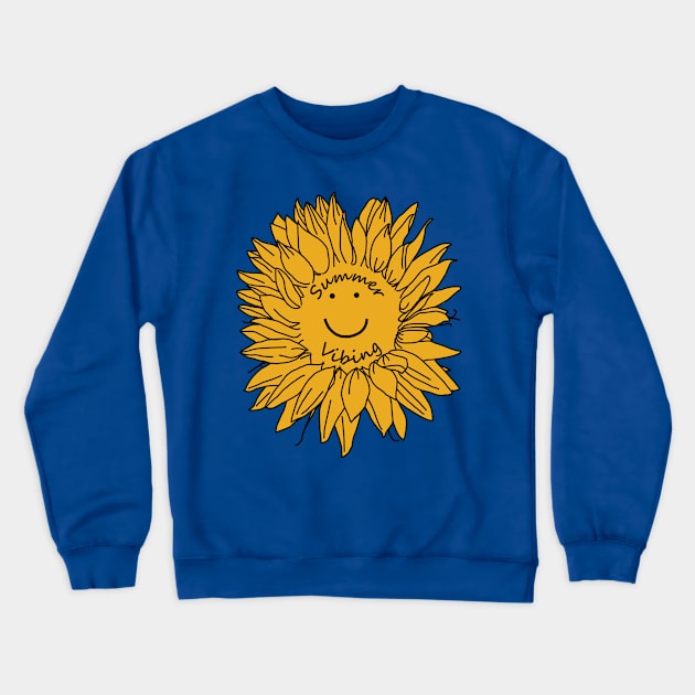 Summer Vibing Yellow Sunflower Crewneck Sweatshirt by ellenhenryart